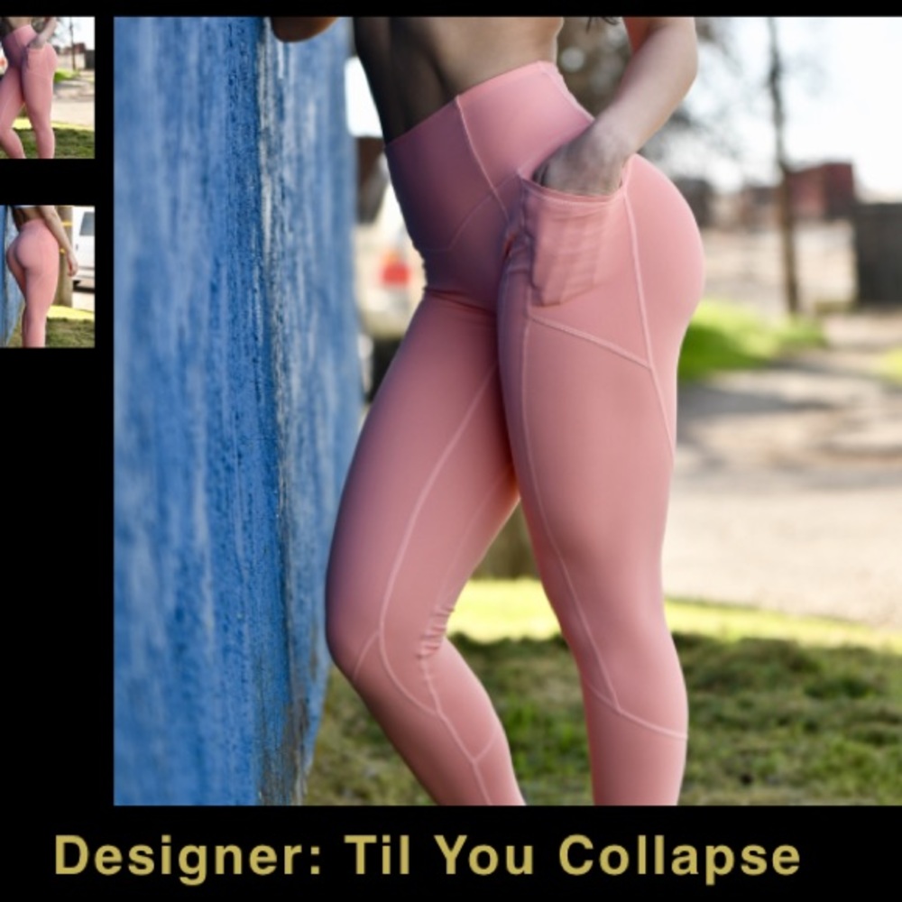 Till you collapse peach heart booty leggings NEW